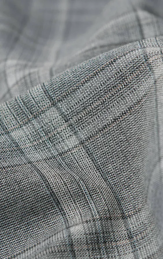 Gray with Tan Check Suit Jacket with Peak Lapel - photo 6