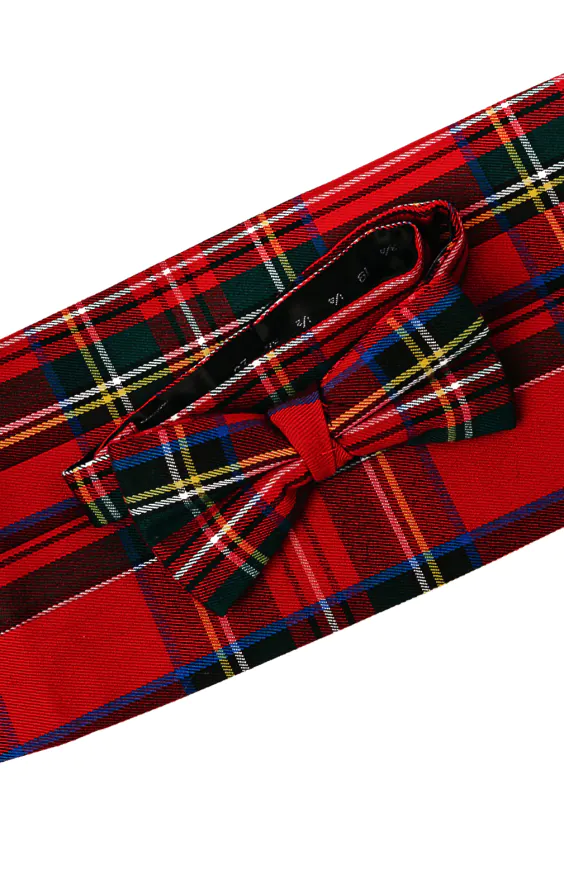 Red Tartan Cummerbund & Pre-Tied Bow Tie Set - photo 1 Red Tartan Cummerbund & Pre-Tied Bow Tie Set - photo 1