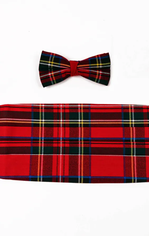 Red Tartan Cummerbund & Pre-Tied Bow Tie Set Red Tartan Cummerbund & Pre-Tied Bow Tie Set