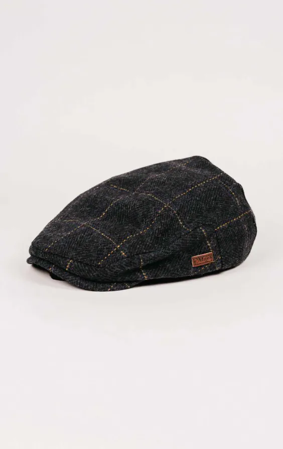 Navy Twill Check Flat Cap Navy Twill Check Flat Cap