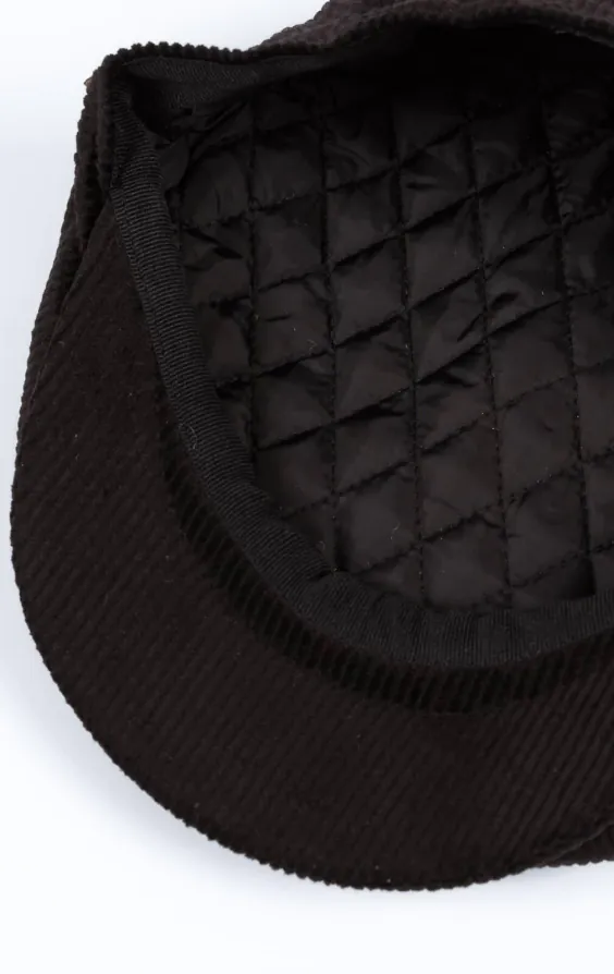 Black Corduroy Newsboy Cap - photo 2