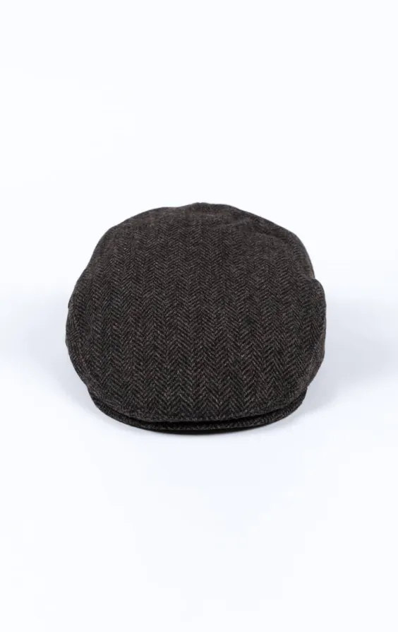 Gray Herringbone Tweed Flat Cap - photo 1 Gray Herringbone Tweed Flat Cap - photo 1