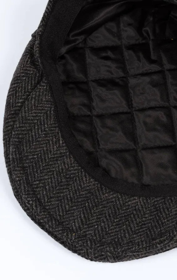 Gray Herringbone Tweed Flat Cap - photo 2 Gray Herringbone Tweed Flat Cap - photo 2