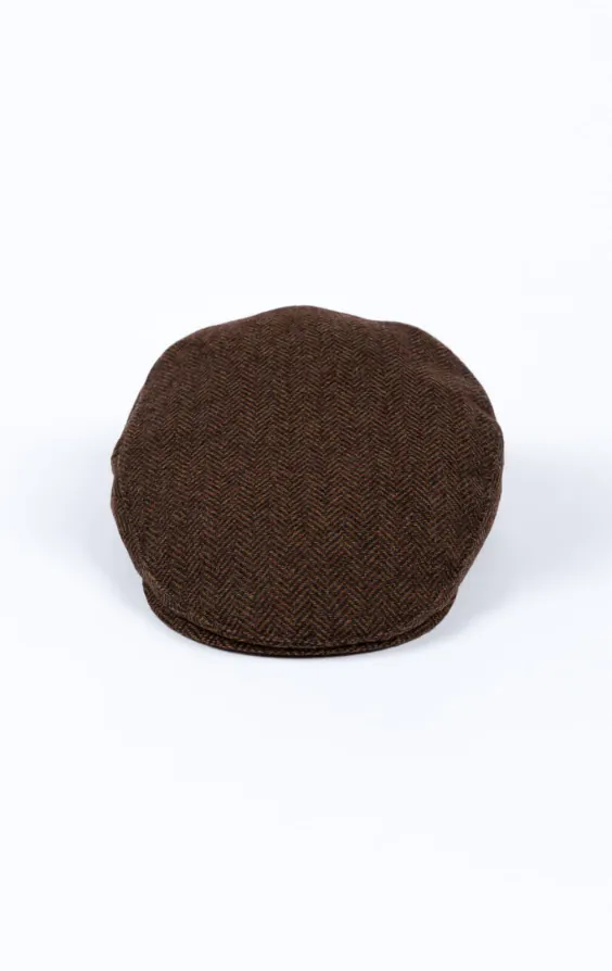 Brown Herringbone Tweed Flat Cap - photo 1 Brown Herringbone Tweed Flat Cap - photo 1