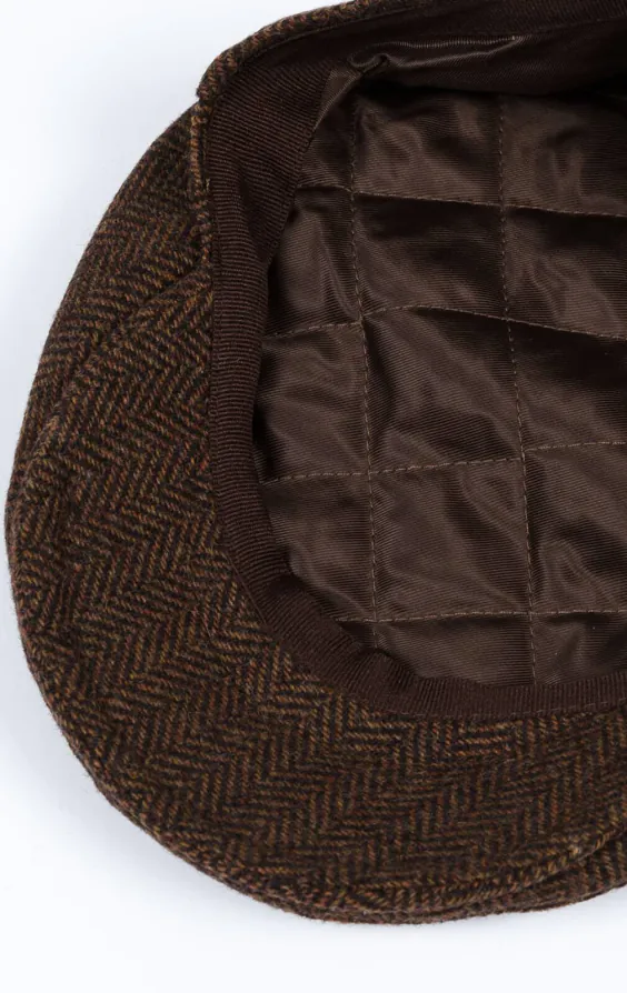 Brown Herringbone Tweed Flat Cap - photo 2 Brown Herringbone Tweed Flat Cap - photo 2
