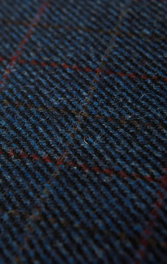 Harris Tweed of Scotland Dark Blue Windowpane Check Tweed Jacket
