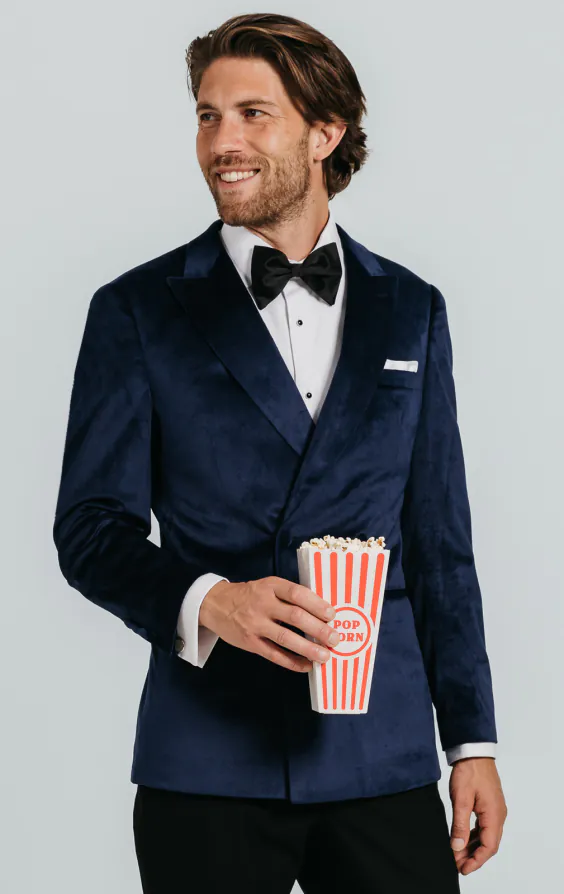 Double Breasted Navy Velvet Jacket - photo 1 Double Breasted Navy Velvet Jacket - photo 1