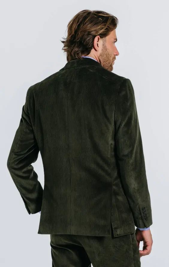 Double Breasted Green Corduroy Jacket | Dobell