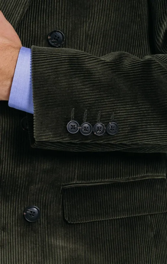 Mens Corduroy Suit Mens Two Buttons Pinstripe ~ Stripe Khaki Corduroy 3 Piece Vested Suits Flat Front Pants - Three Piece Suit
