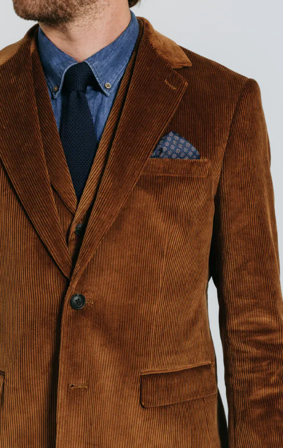 Mid Brown Corduroy 3 Piece Suit | Dobell