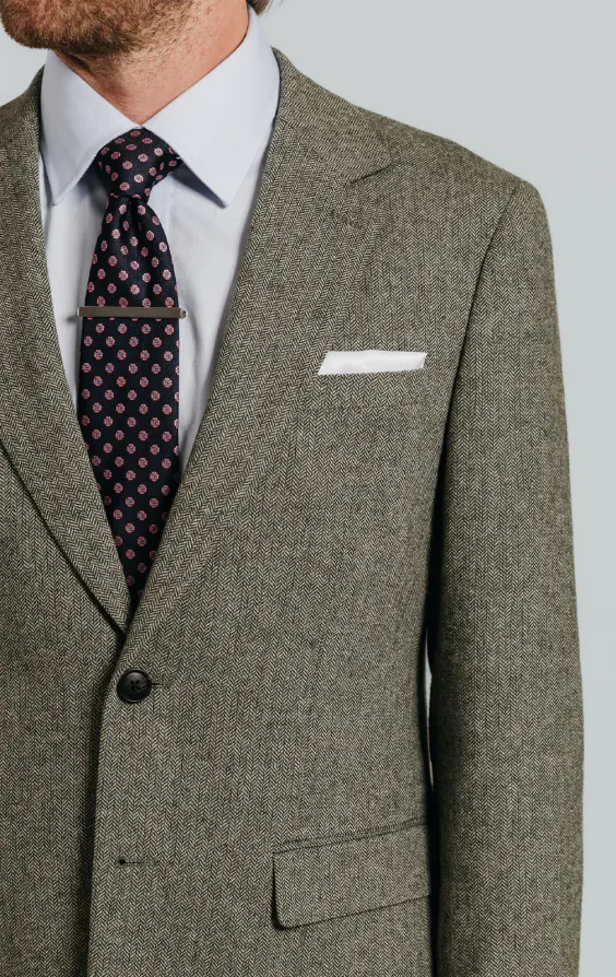 Sage Green Herringbone Tweed Blazer - photo 3