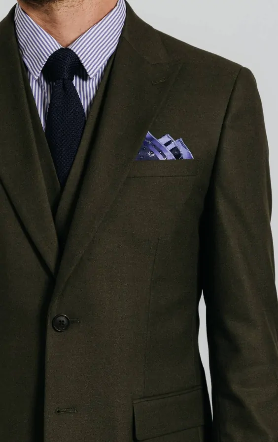 Dark Green Twill 3 Piece Suit | Dobell