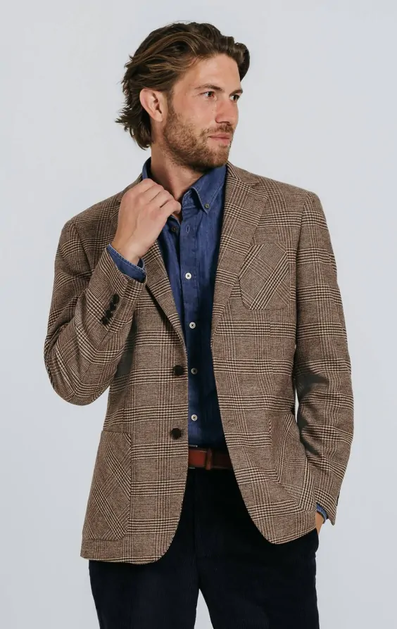 Brown Prince of Wales Tweed Jacket | Dobell
