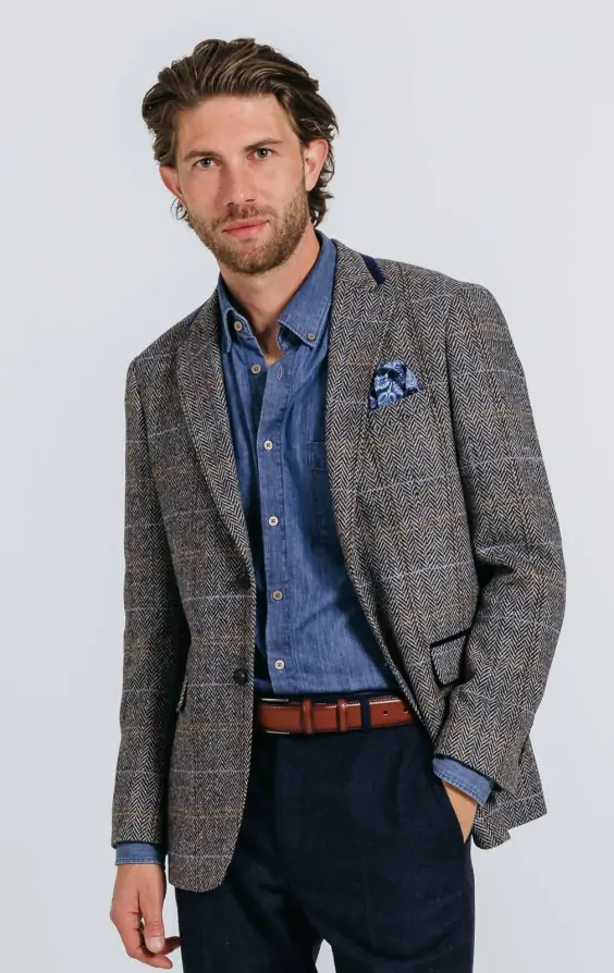 Thickened Velvet Blue Check Cotton Jacket