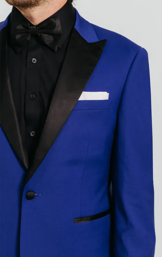 Bright Blue 3 Piece Tuxedo with Peak Lapel - photo 4