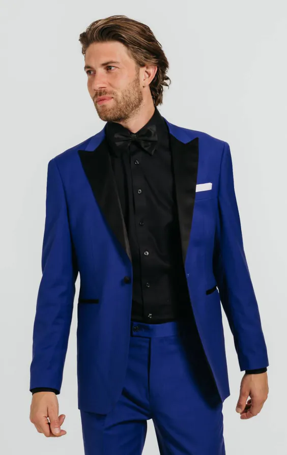 Bright Blue Dinner Jacket with Peak Lapel Bright Blue Dinner Jacket with Peak Lapel