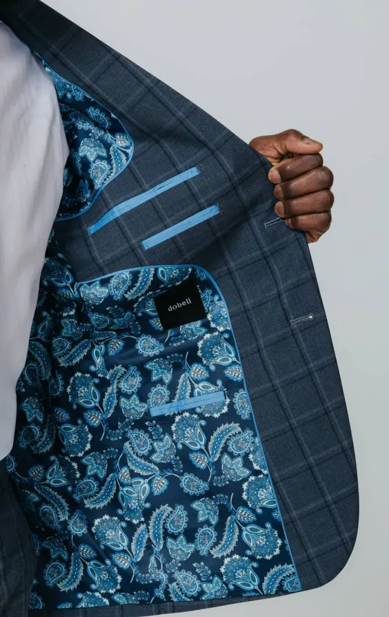 Blue Bold Windowpane Check Suit Jacket | Dobell