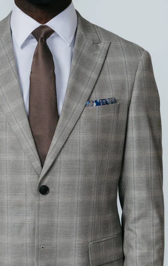 Taupe Check Suit with Peak Lapel - photo 3 Taupe Check Suit with Peak Lapel - photo 3