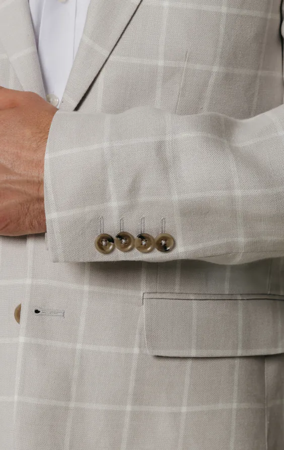Light Gray Windowpane Check Linen Jacket - photo 2 Light Gray Windowpane Check Linen Jacket - photo 2