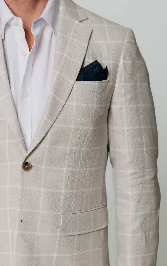 Light Gray Windowpane Check Linen Jacket - photo 3 Light Gray Windowpane Check Linen Jacket - photo 3