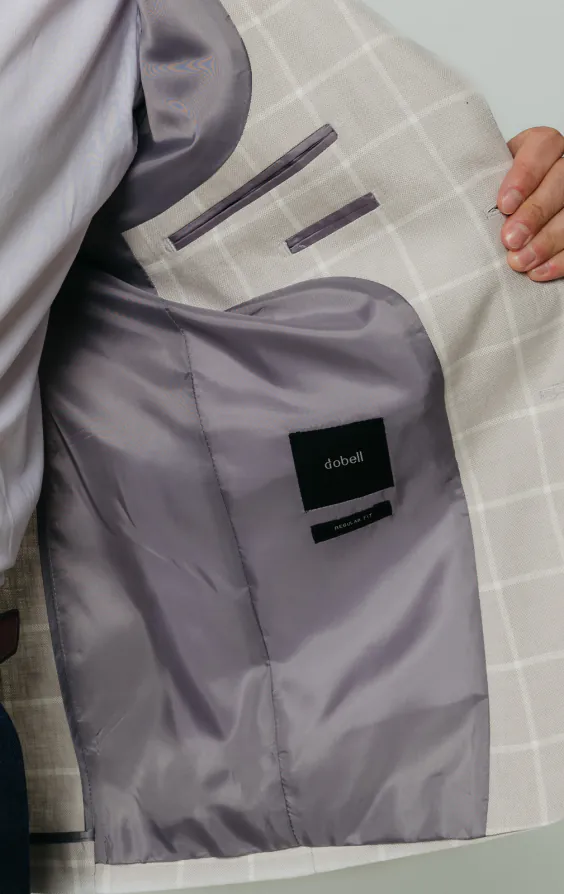 Light Gray Windowpane Check Linen Jacket - photo 4 Light Gray Windowpane Check Linen Jacket - photo 4