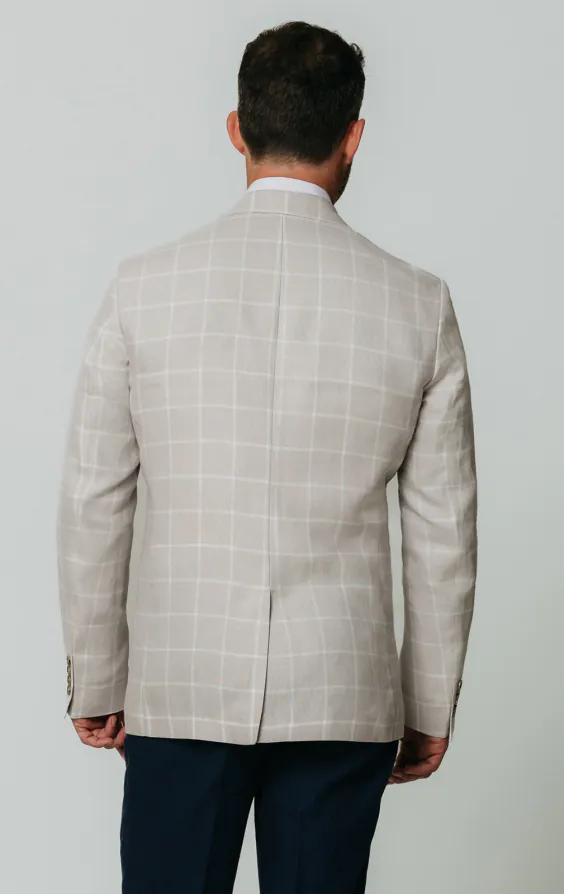 Light Gray Windowpane Check Linen Jacket - photo 5 Light Gray Windowpane Check Linen Jacket - photo 5