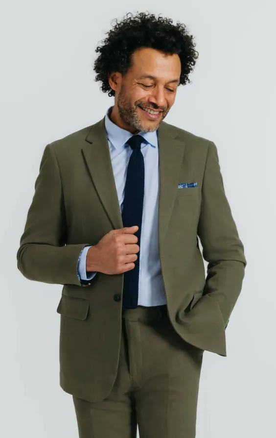 Green Linen Twill Suit Jacket Green Linen Twill Suit Jacket