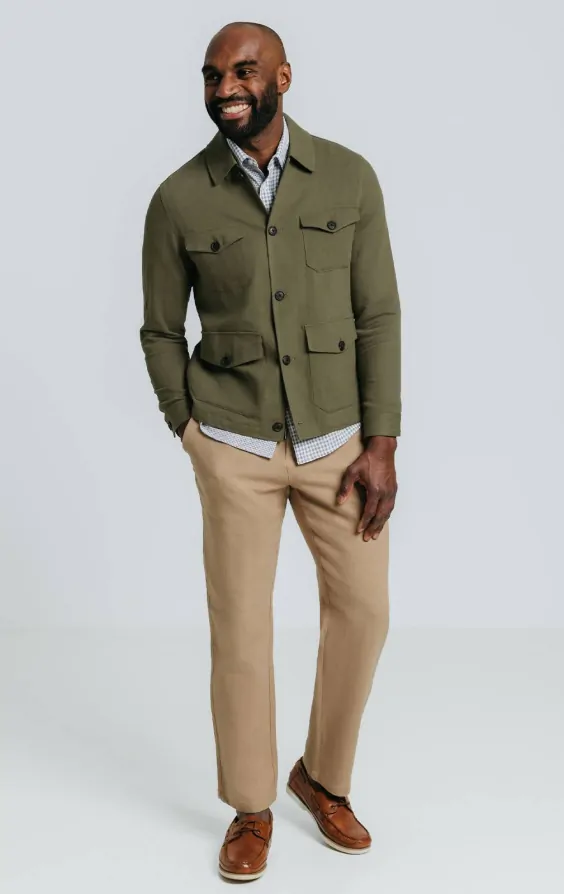Green Linen Twill Safari Jacket | Dobell