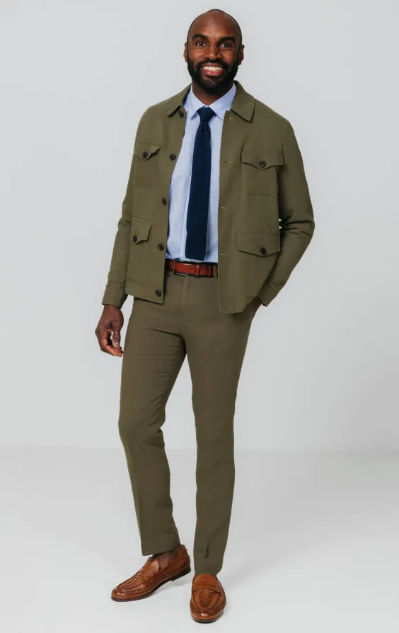 Green Linen Twill Safari Jacket - photo 2 Green Linen Twill Safari Jacket - photo 2