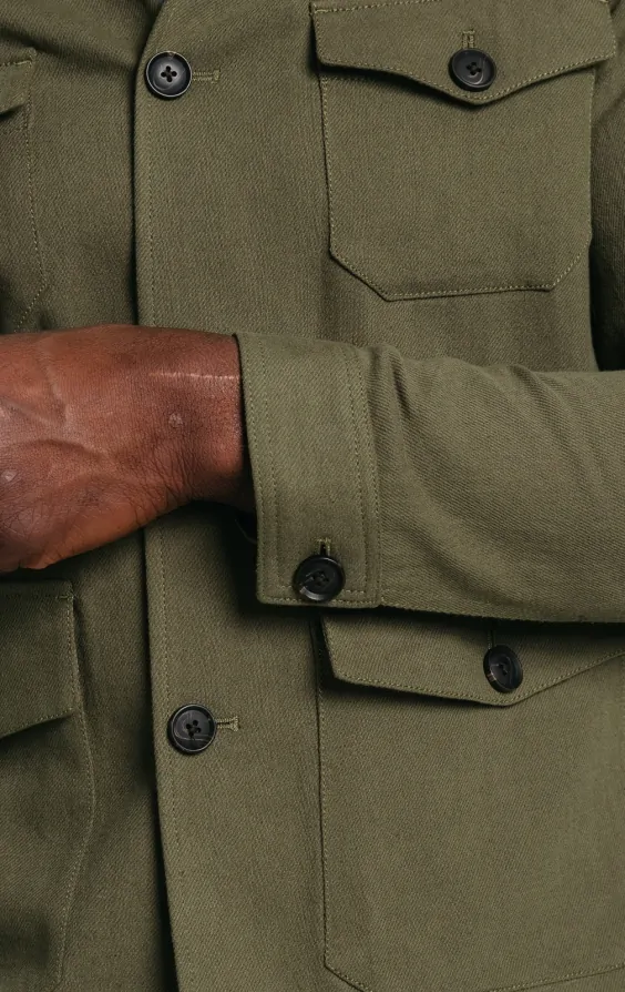 Green Linen Twill Safari Jacket | Dobell