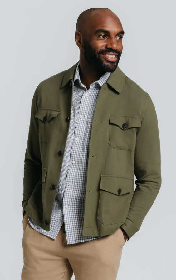 Green Linen Twill Safari Jacket Green Linen Twill Safari Jacket