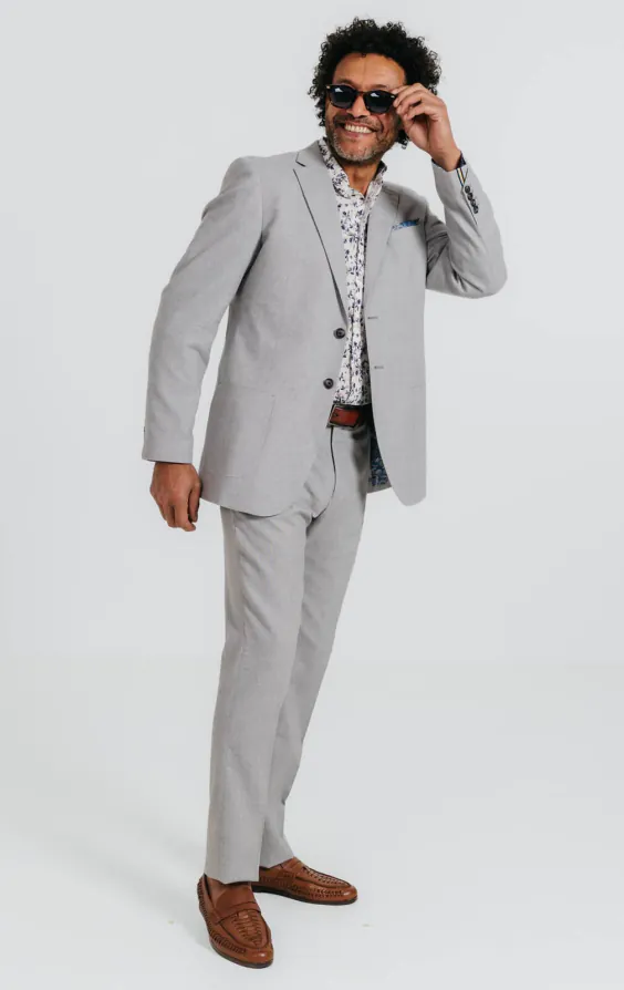 Light Gray Linen Suit Jacket - photo 1 Light Gray Linen Suit Jacket - photo 1