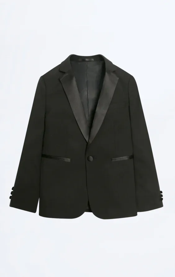 Boys Black Dinner Jacket with Notch Lapel - photo 1