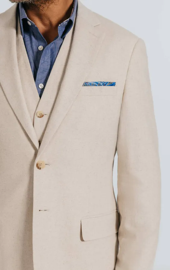 Oatmeal Linen Herringbone 3 Piece Suit - photo 4 Oatmeal Linen Herringbone 3 Piece Suit - photo 4