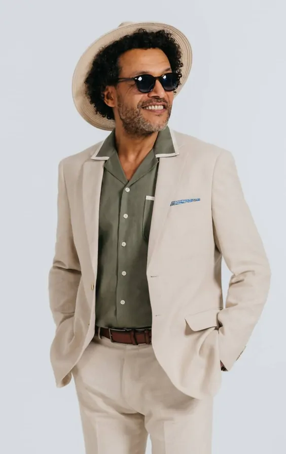 Oatmeal Linen Herringbone Suit Jacket | Dobell