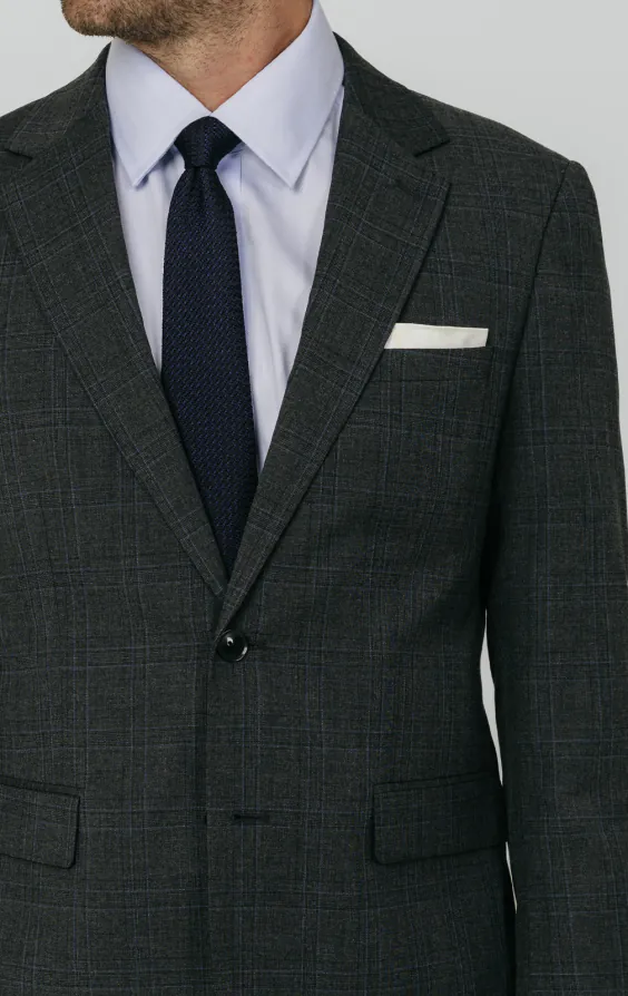 Charcoal Windowpane Check Suit Jacket - photo 3 Charcoal Windowpane Check Suit Jacket - photo 3