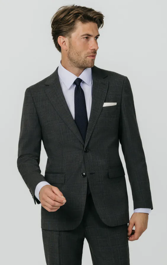 Charcoal Windowpane Check Suit Jacket Charcoal Windowpane Check Suit Jacket