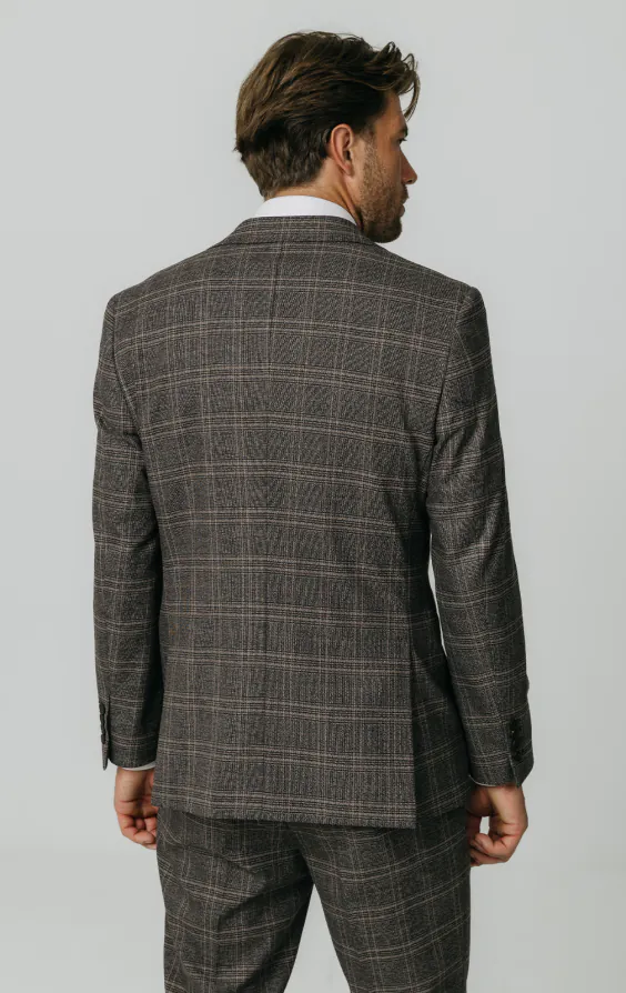 dium. 　Check Tailored Jacket Brown Check Suit Jacket | Dobell