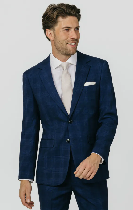 Royal Blue Shadow Check Suit Jacket Royal Blue Shadow Check Suit Jacket