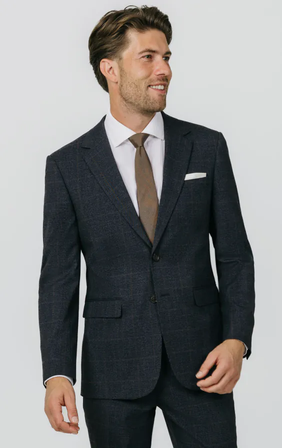 Navy with Rust Check Suit Jacket Navy with Rust Check Suit Jacket