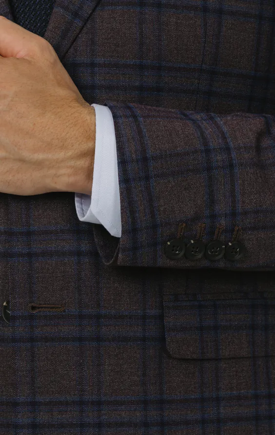 Burgundy with Blue Windowpane Check Suit - photo 1