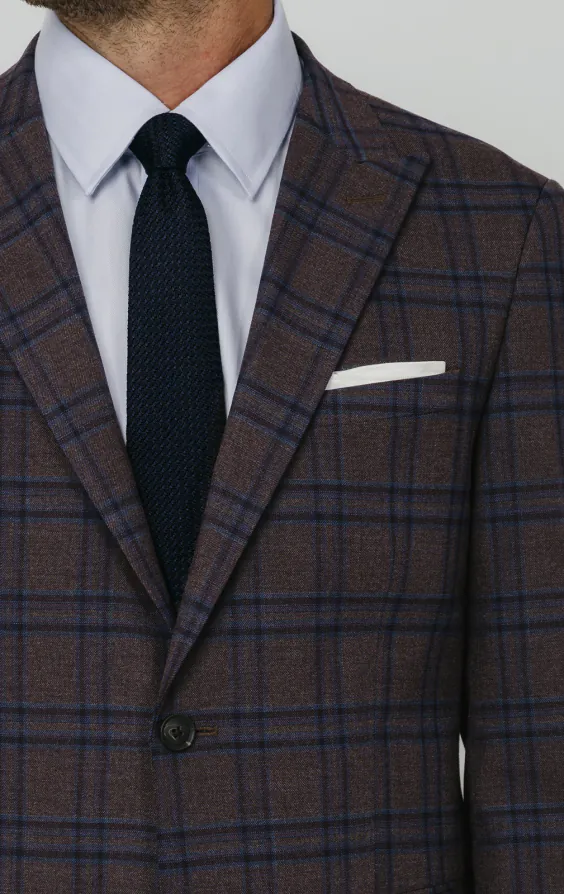 Burgundy with Blue Windowpane Check Suit Jacket - photo 3 Burgundy with Blue Windowpane Check Suit Jacket - photo 3