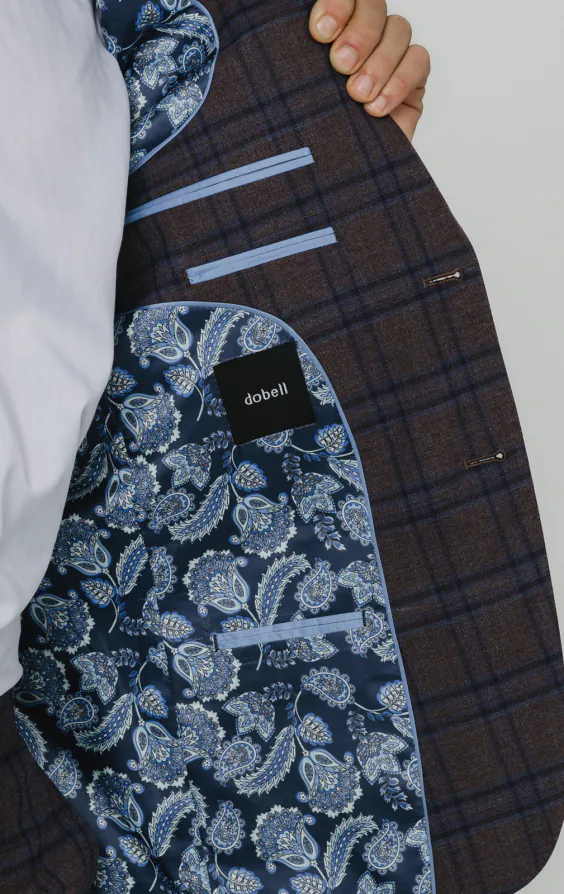 Burgundy with Blue Windowpane Check Suit Jacket - photo 4 Burgundy with Blue Windowpane Check Suit Jacket - photo 4