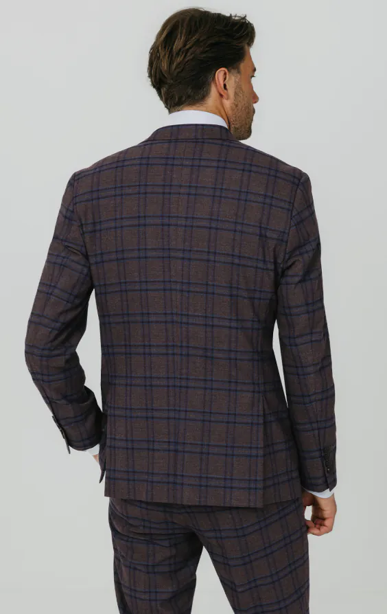 Burgundy with Blue Windowpane Check Suit Jacket - photo 5 Burgundy with Blue Windowpane Check Suit Jacket - photo 5