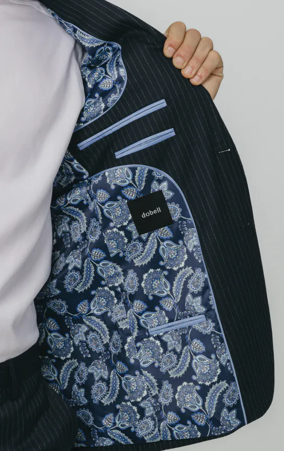 Navy Chalkstripe Suit Jacket - photo 4