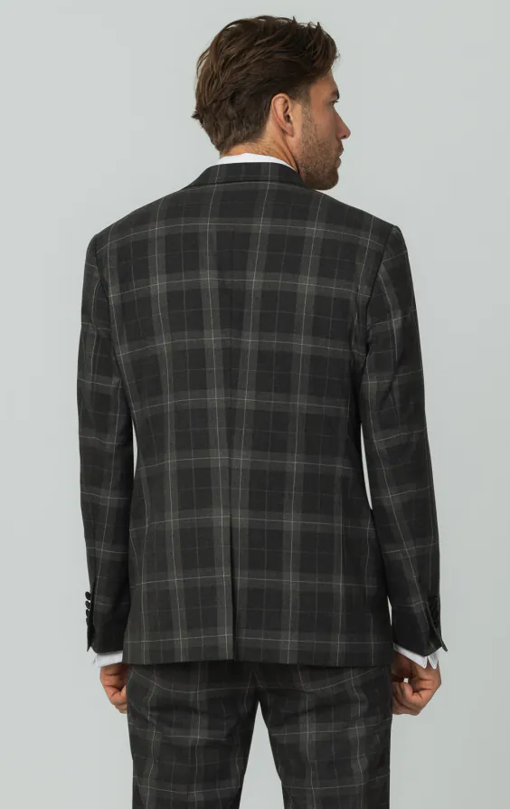 Gray Tartan Check Dinner Jacket with Peak Lapel - photo 5 Gray Tartan Check Dinner Jacket with Peak Lapel - photo 5