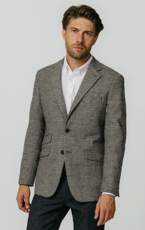 Black and Cream Prince of Wales Check Tweed Jacket Black and Cream Prince of Wales Check Tweed Jacket