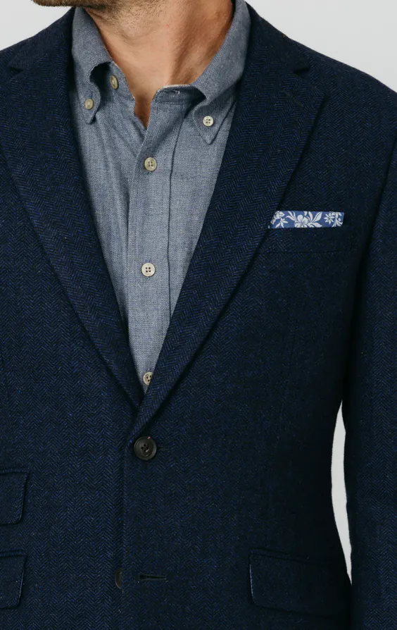 Navy Herringbone Tweed Jacket - photo 3 Navy Herringbone Tweed Jacket - photo 3