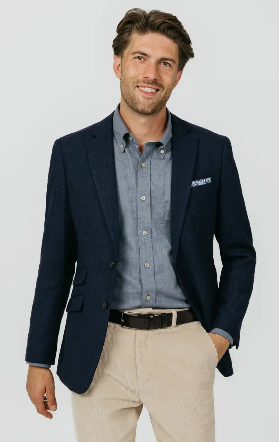 Navy Herringbone Tweed Jacket Navy Herringbone Tweed Jacket