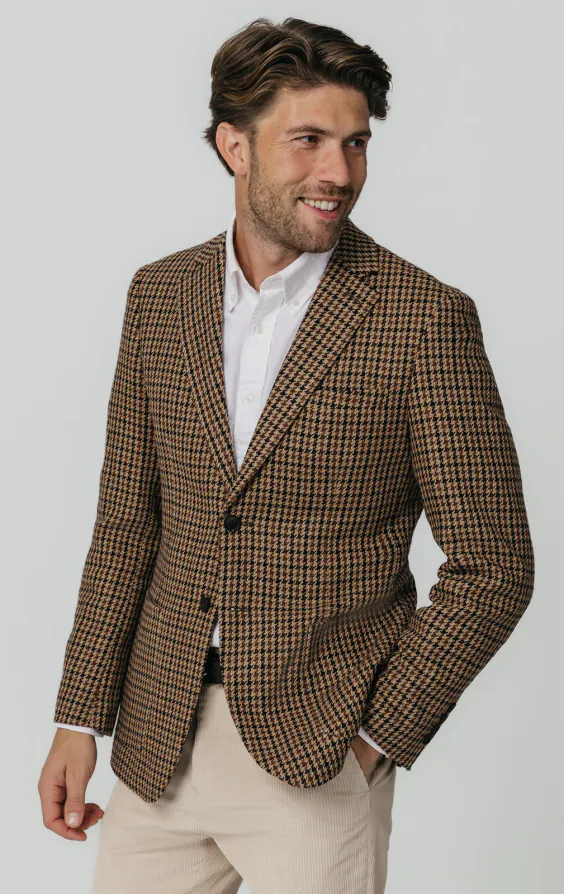 Brown Houndstooth Tweed Jacket Brown Houndstooth Tweed Jacket